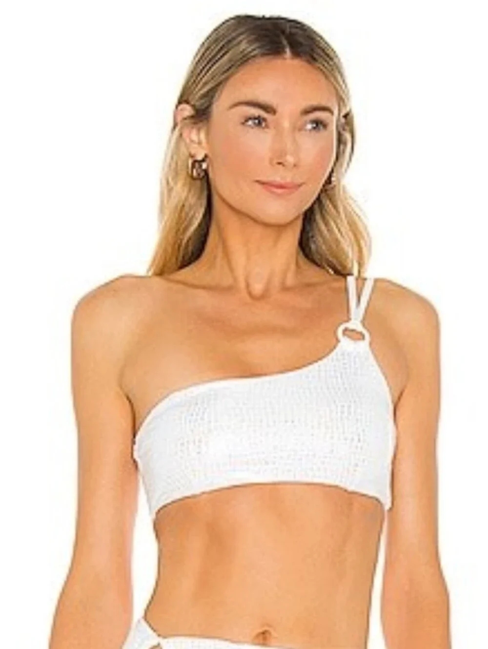 L*Space Indiana One Shoulder Bikini Top in Opalescent Gloss Gator Size XL NWT